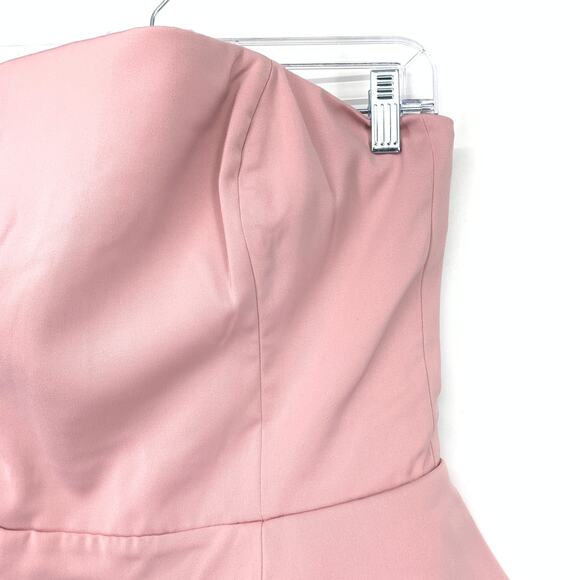 Y2K H&M Strapless Peplum Mini Dress Womens Size 8 Light Pink Back Zip NEW - Picture 3 of 7